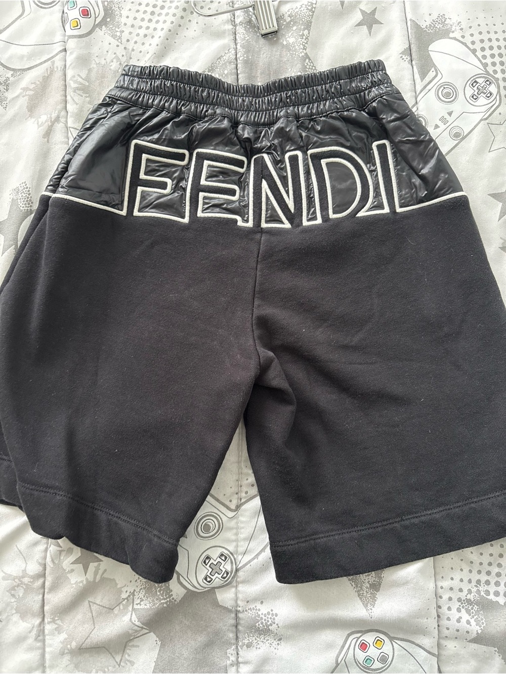 Fendi Black Quilted Logo-Panel Athletic Shorts